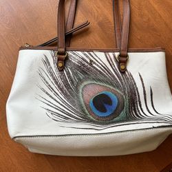 white peacock handbag
