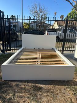 White ikea  queen bed frame
