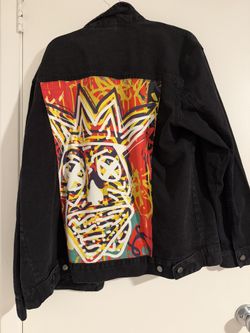Black Denim Jacket with Graphic Back – Unique Streetwear Style