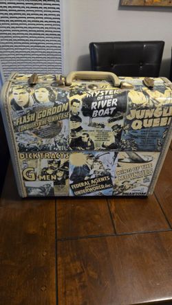 Vintage Samsonite Suitcases with Classic Movie Serial Artwork