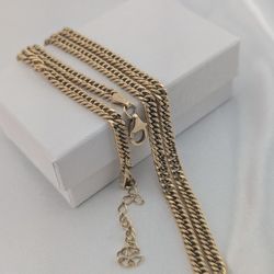 Vermeil Gold 925 Sterling silver Cuban Link Necklace Adjustable 16"-18"