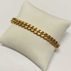Vintage Portuguese 19K Yellow Gold Cuban Curb Link Bracelet
