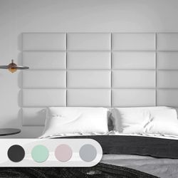 Art3d Peel And Stick Headboard For King, Full And Queen In White, Pack Of 12 ( Boards new and unused)