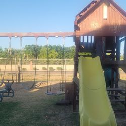 Kids Playground 3 Swings  Slide And Tube Slide