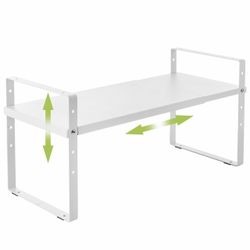 Across-Star Expandable Cabinet Shelf Organizer, White