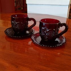 Avon 1876 Cape Cod Ruby Red Cup & Saucer Set-2 Available