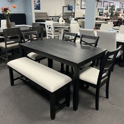 6PC Black Dining Table Set 