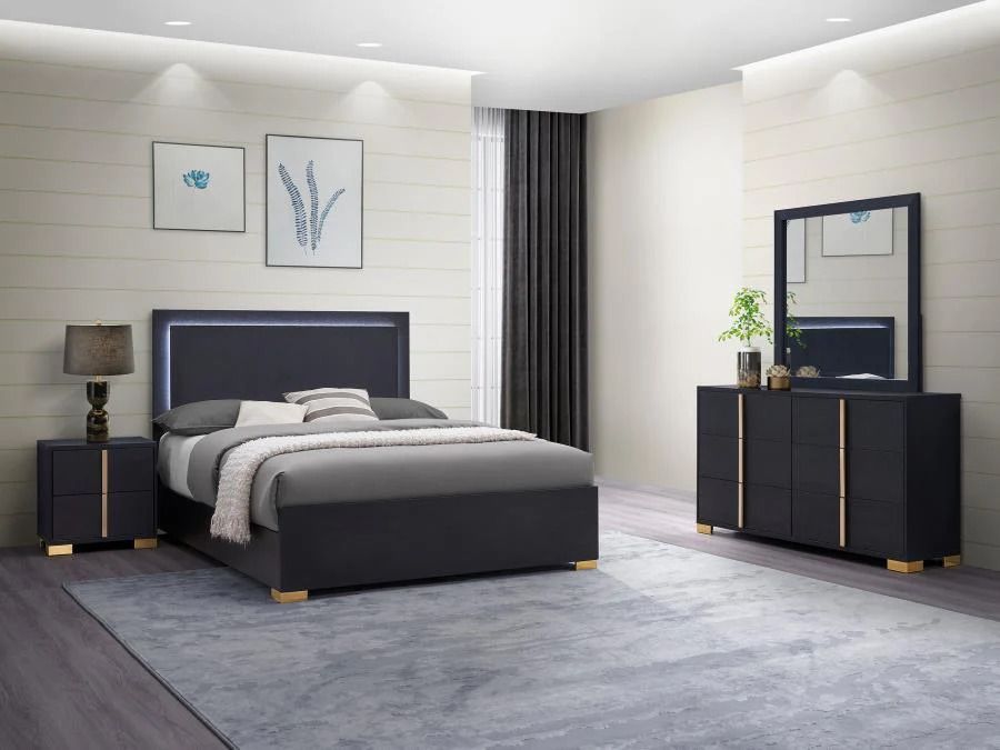 Bedroom Set,4 pc Queen Bed Frame, Bedroom Furniture
