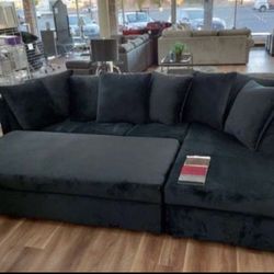 New All Black Super Comfy Sectional Sofa Couch *Ottoman Sold Separately*