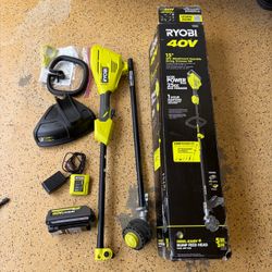 RYOBI 40V 15 in. Expand-It Cordless Battery Attachment Capable String Trimmer with 4.0 Ah Battery and Charger