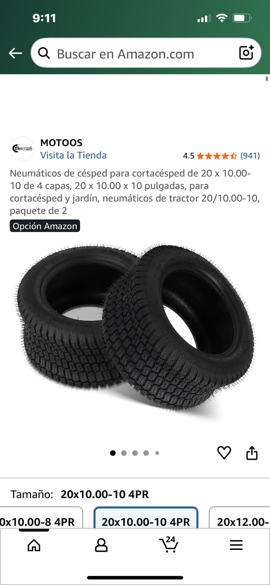 20 x 10.00-10 4-Ply Lawn Mower Tires, 20 x 10.00 x 10 Inch, for Lawn Mower and Garden, Tractor Tires 20/10.00-10, 2-Pack