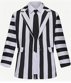 Black and White Striped Blazer Costume set