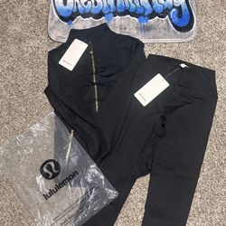(Size 6) Lululemon Black & Gold Define Jacket And Leggings