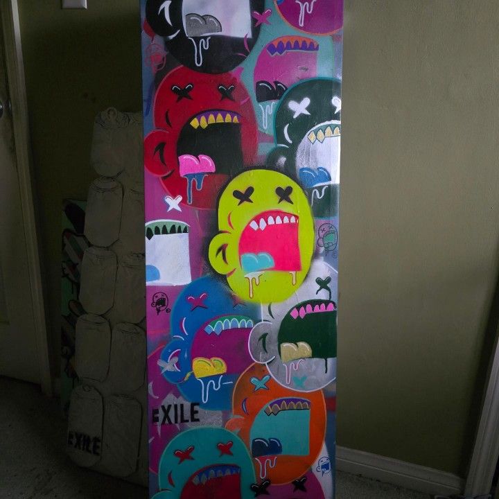 Original Hand Painted Graffiti Art Painting By BORN LOSER large Canvas Signed READY To Hang Look