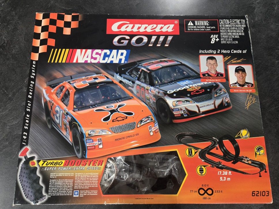 Carrera GO 62103 NASCAR Slot Car Race Track *NEW Opened Box* Missing 2 Slot Cars