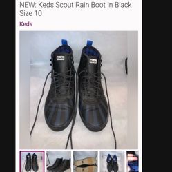 Size 10 Keds Womens Scout Splash WF57265M Black Waterproof Rain Sneaker Shoes 