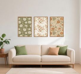 Vintage Botanical Floral Canvas Wall Art 3-Piece Set