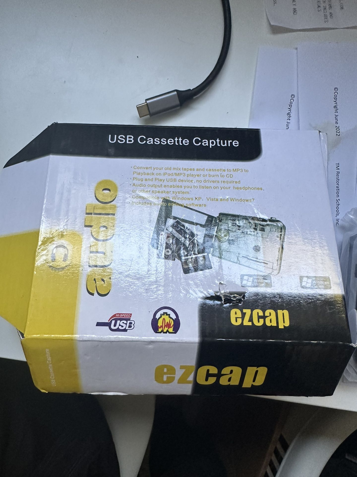 USB Cassette To MP3 Converter Capture EZCap Audio Super USB Portable Cassette