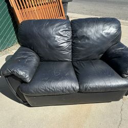 Black Leather Loveseat Sofa