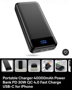 40000mAh Portable Power Bank PD 30W USB-C