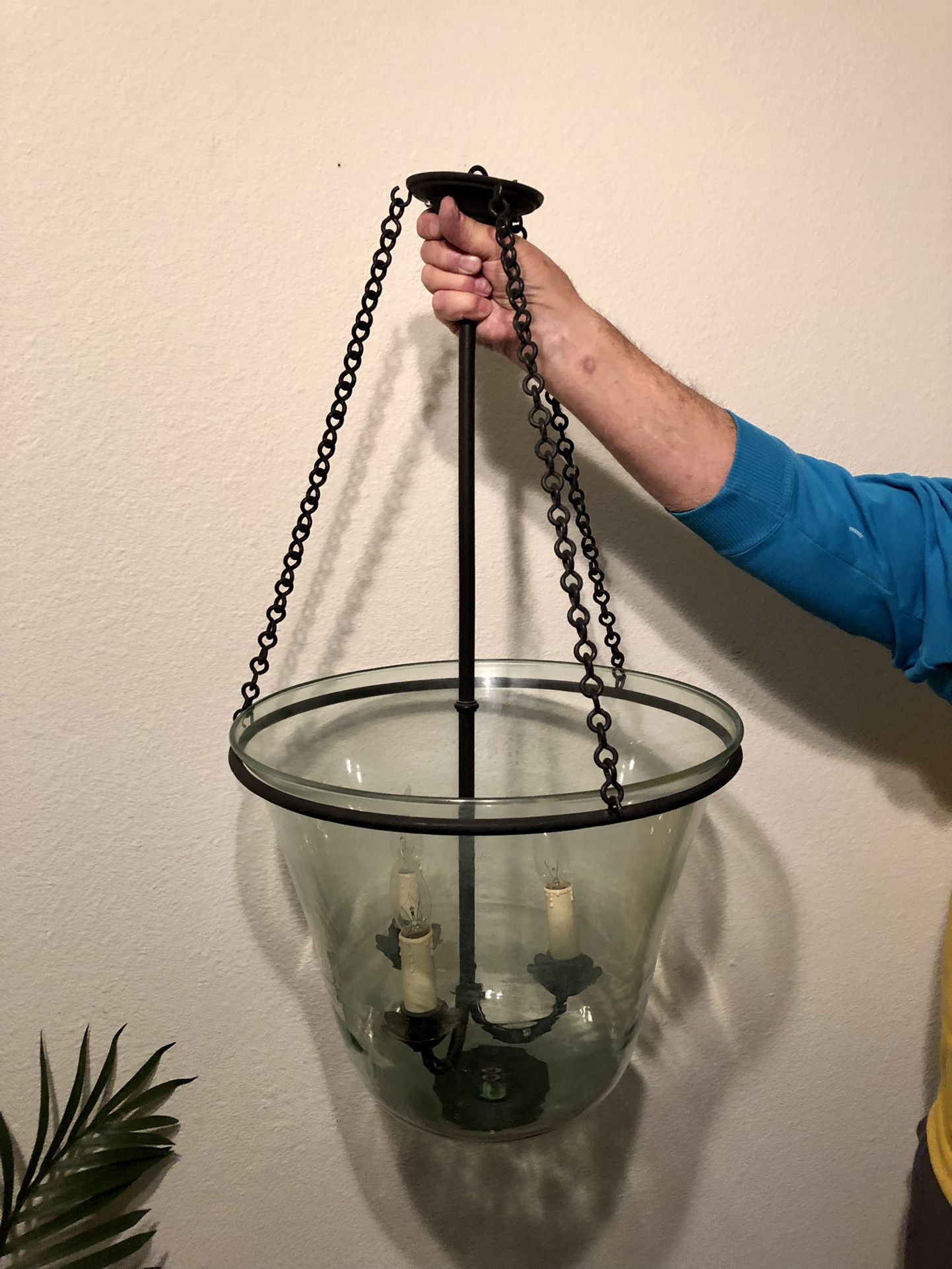 Antique Bell Jar Lantern 17” diameter at top