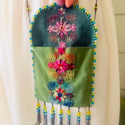 Boho Crossbody Bag w/ Bead Fringe