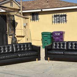 IKEA Black Morabo Leather Sofa / loveseat matching set - Delivery Available 🚚