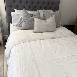 Tufted Grey Headboard And Frame 