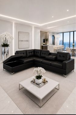 BLACK SECTIONAL W/ Storage Ottoman ποΈπ€