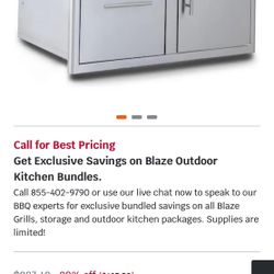 NEW NUEVO  Blaze BBQ Outdoor Kitchen Combo Door - Steel Access Door Triple Drawer