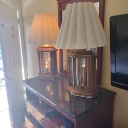 A Pair Of Vintage Oak Table Lamps