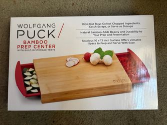 Wolfgang Puck Bamboo Prep Center with Storage Trays