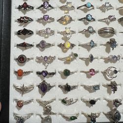 Real Natural Gemstone  S925 Sterling Silver Rings