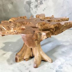 Natural Teakroot Solid Wooden Base For Dining Table