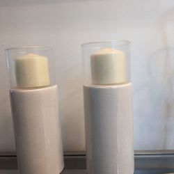 Ceramic And Glass Pillar With Candles Candlestick Home Decor