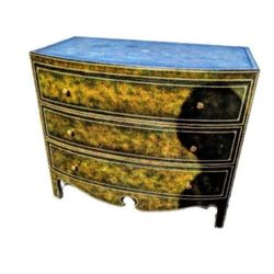 Antique Leather Wrapped 3 Drawer Chest Cabinet 