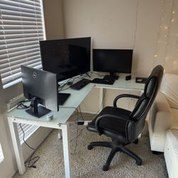 Corner Tempered Glass Desk & Chair