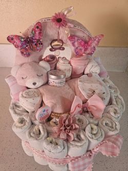 Butterfly Shape Girl pink 👶 shower Gift Basket