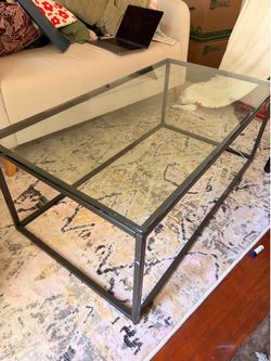 Industrial table with removable glass top