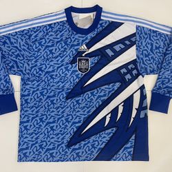 Adidas Spain Icon Long Sleeve Goalkeeper Soccer Jersey Blue Size XL HE8909 $110