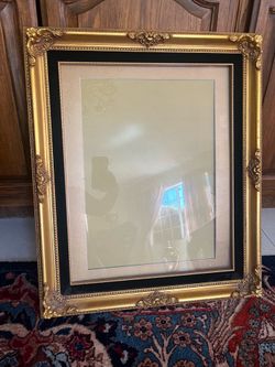 Ornate Gold Picture Frame with Black Mat