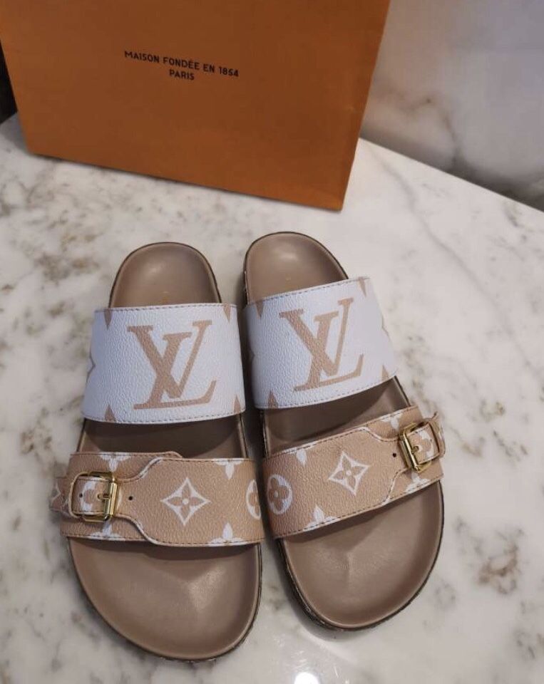 Louis Vuitton Bom Dia Mules Double Strap Sandals In Black - Praise