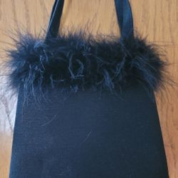 Black Feathery Evening Purse