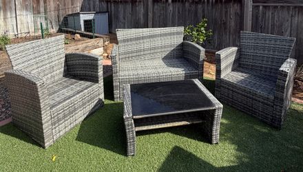 Wicker Patio Set with Side Tables