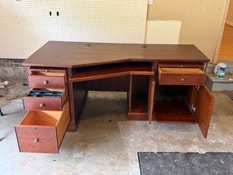 Large Wood Executive Computer Desk with Drawers