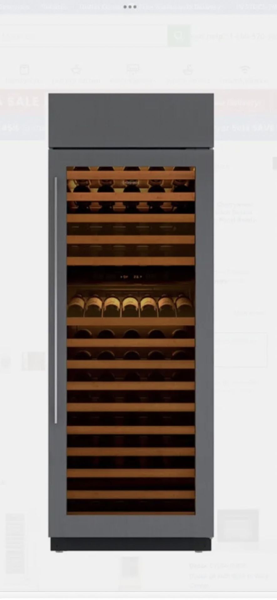 Sub Zero 30” Panel Ready Wine Refrigerator