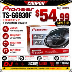 Pioneer 6x9" 3-Way Coaxial Speaker System 400 Watts G Series TS-G6930F 🚨 Payment Options Available 🚨 No Credit Needed 🚨