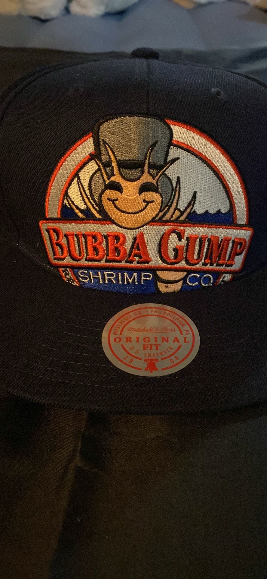 BUBBA GUMP. brand new . never worn Hollywood CA Navy Blue Hat. Mitchell and Ness. Rare Design