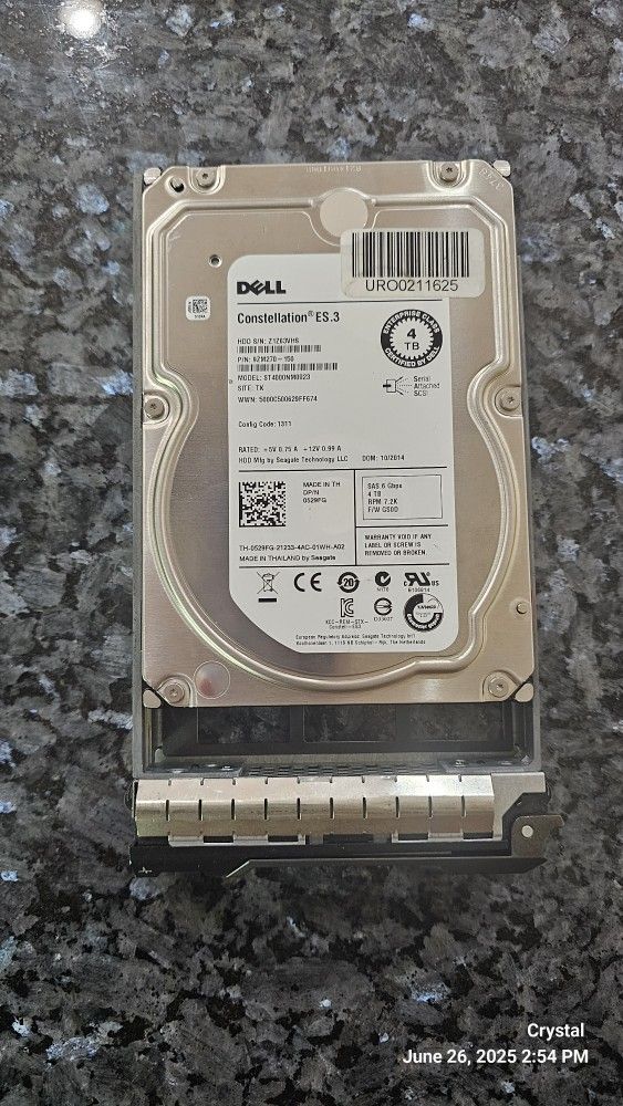 2 Refurbished Dell 529FG 4TB 7200 RPM SAS 6Gb/S 3.5" Internal Hard Drive