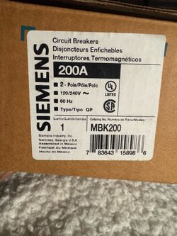 Siemens 200A MBK200 circuit breaker